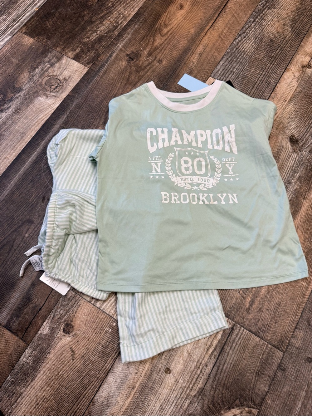Next Level Apparel Mint Green Kids' Pajama Set with Brooklyn Graphic